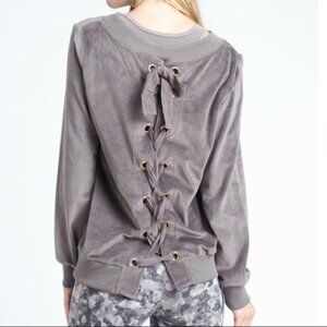 MONO B Velour Lace up Back top Size SM